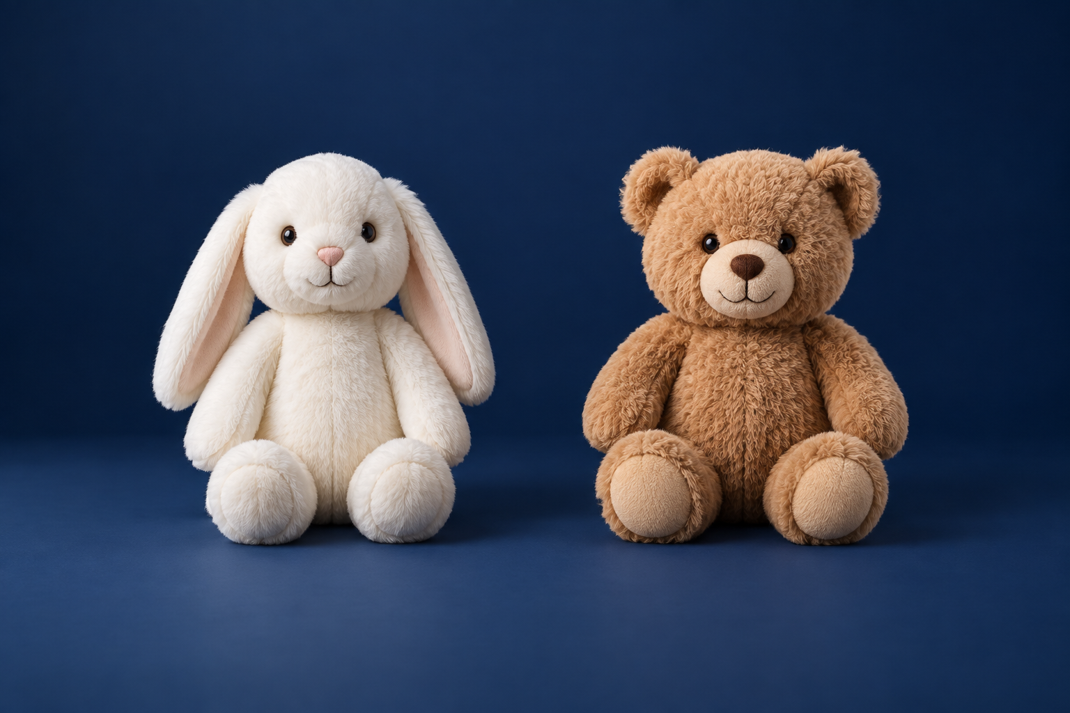 AI illustration of a plush rabbit and a teddy bear